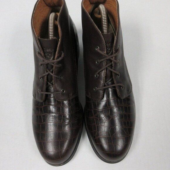 ARIAT Croc Embossed Brown Leather Ankle Boots Womens Sz 8.5 Shoes 17425 Bootie - Picture 4 of 12
